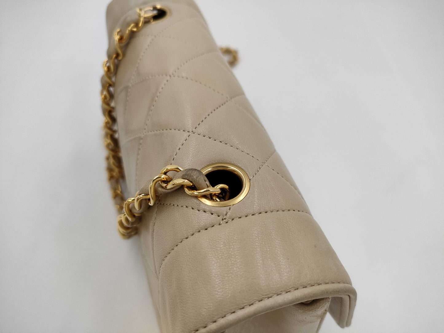 CHANEL Diana Flap Chain Bag, Beige, 23cm, Lambskin, Strap Thread, No Seal, Warranty Card Included, 2046331, Shoulder Bag