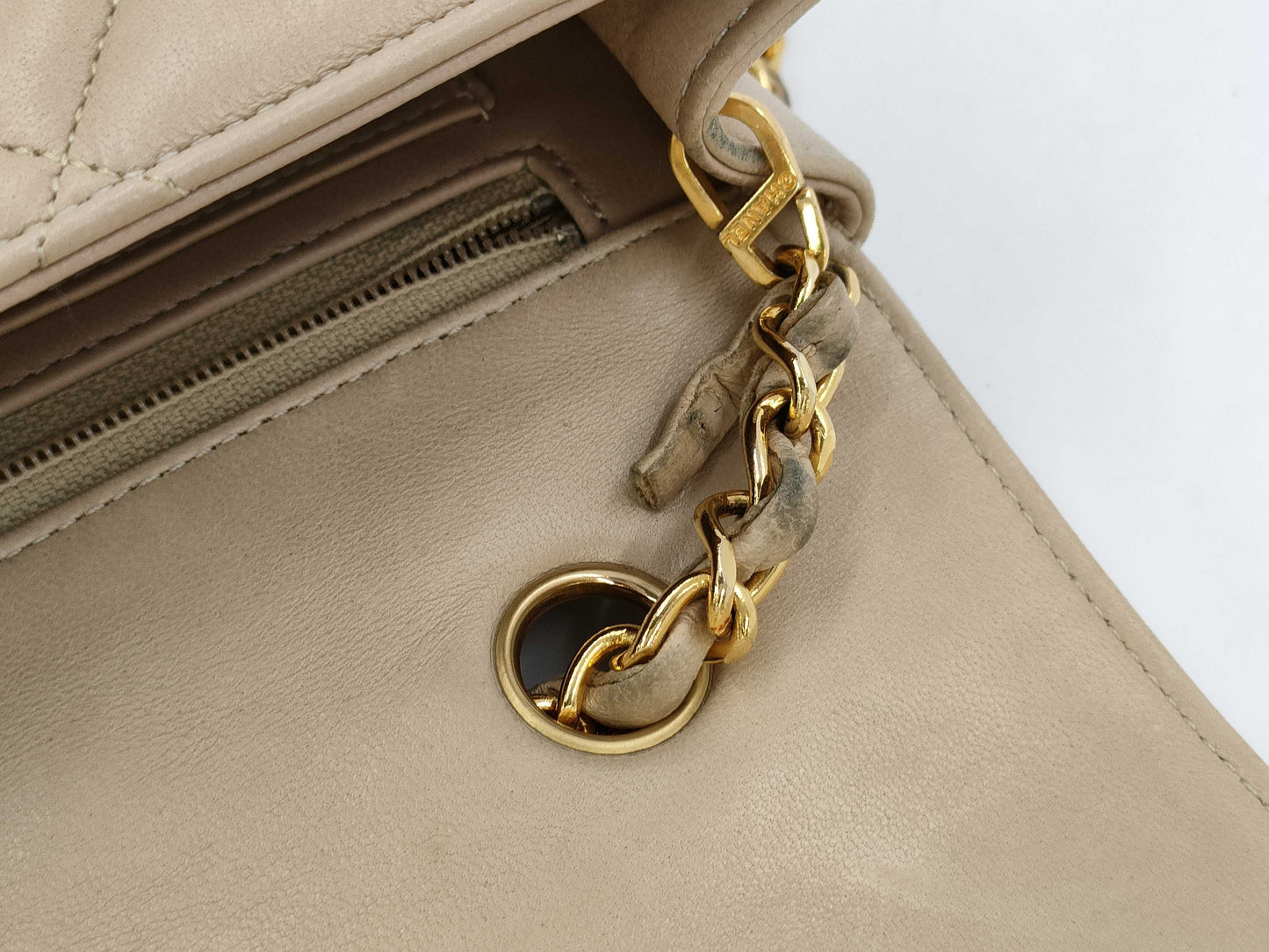 CHANEL Diana Flap Chain Bag, Beige, 23cm, Lambskin, Strap Thread, No Seal, Warranty Card Included, 2046331, Shoulder Bag