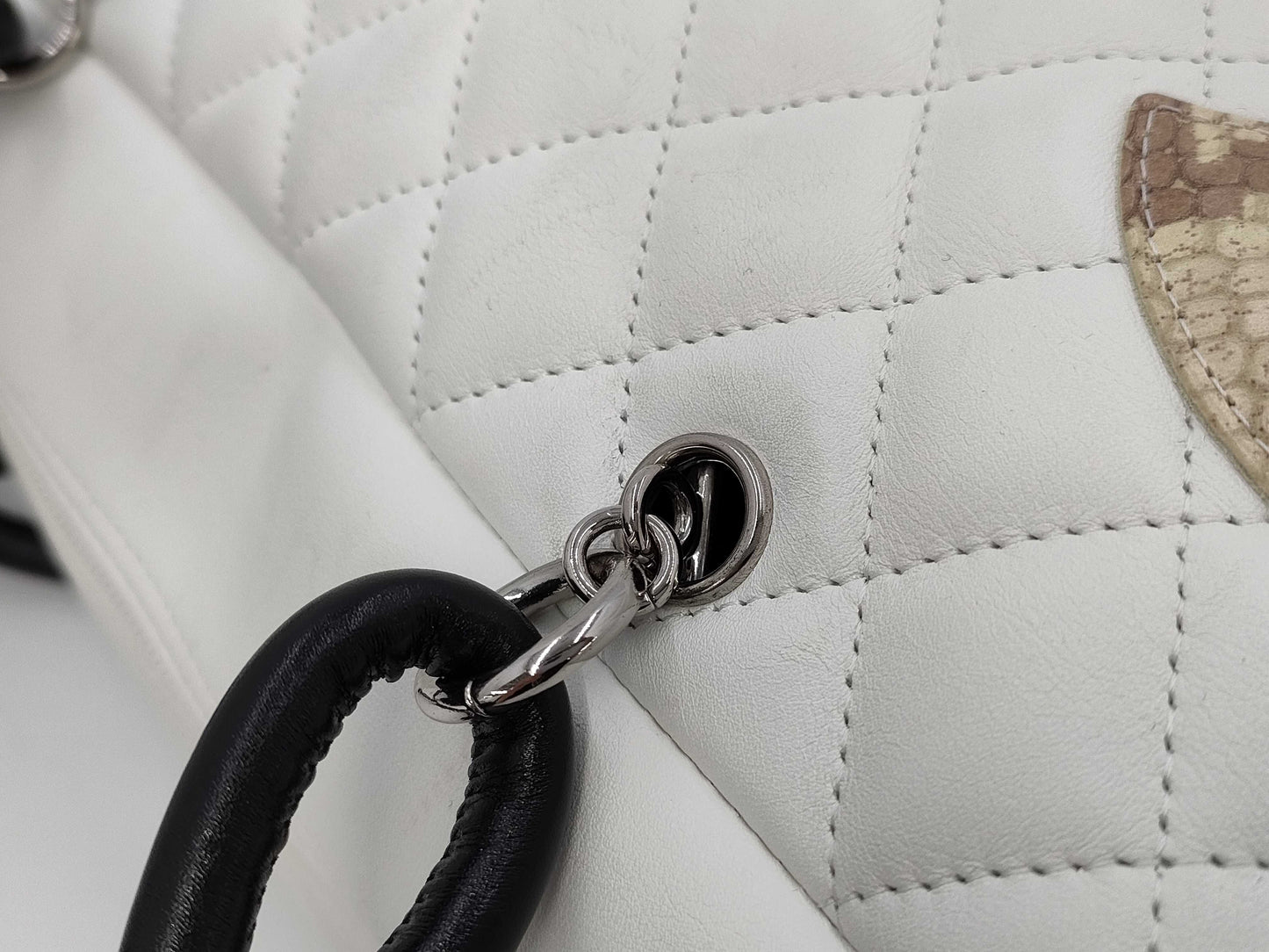 CHANEL Cambon Line White Bag Warranty 9848691 Handbag