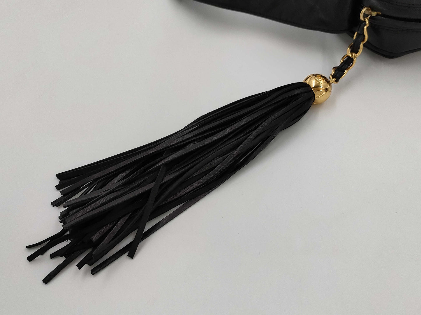CHANEL Shoulder Bag, Lambskin, Black with Fringe, 3472238