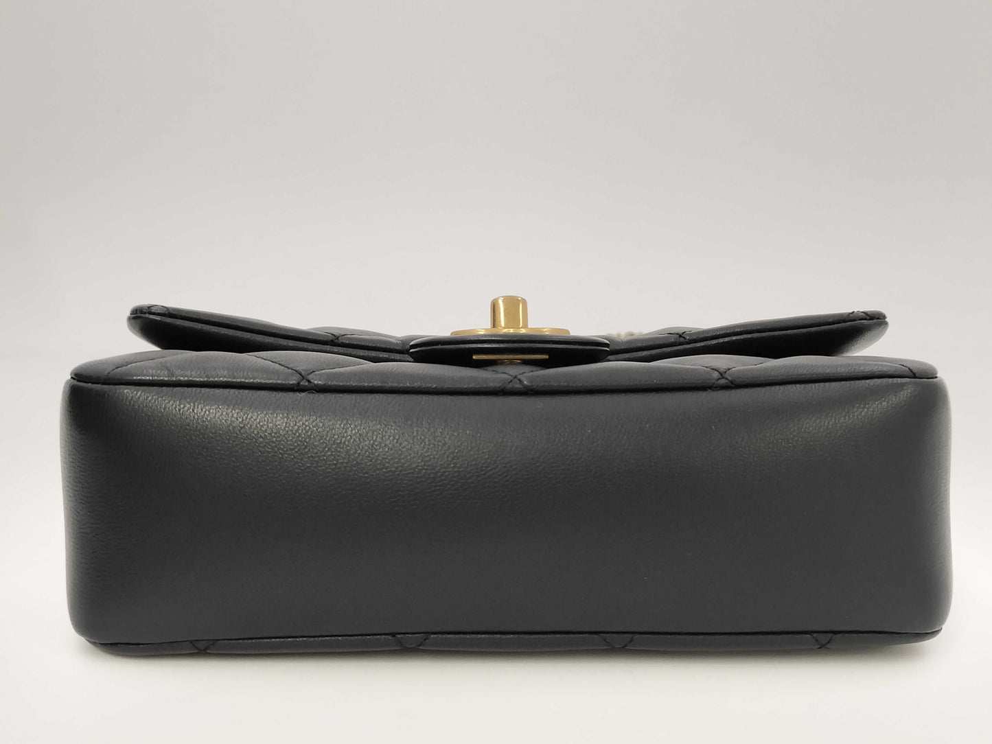 CHANEL Lambskin Heart Matelasse Chain Shoulder Bag with Serial Plate, Black
