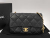 CHANEL Lambskin Heart Matelasse Chain Shoulder Bag with Serial Plate, Black