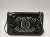 CHANEL Patent Leather Coco Mark Chain Wallet Black Shoulder Bag