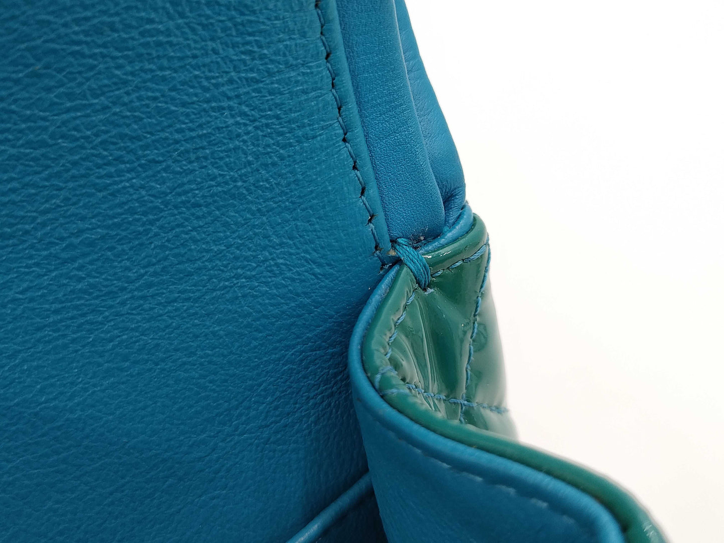 CHANEL Matelasse 25 Patent Leather Double Flap Double Chain Bag, Blue, Silver Hardware, 19485210, 19th Series, A01112