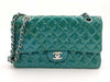 CHANEL Matelasse 25 Patent Leather Double Flap Double Chain Bag, Blue, Silver Hardware, 19485210, 19th Series, A01112