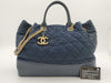 CHANEL Matelasse 2-way Chain Shoulder Bag in Navy Caviar Skin, Size 18