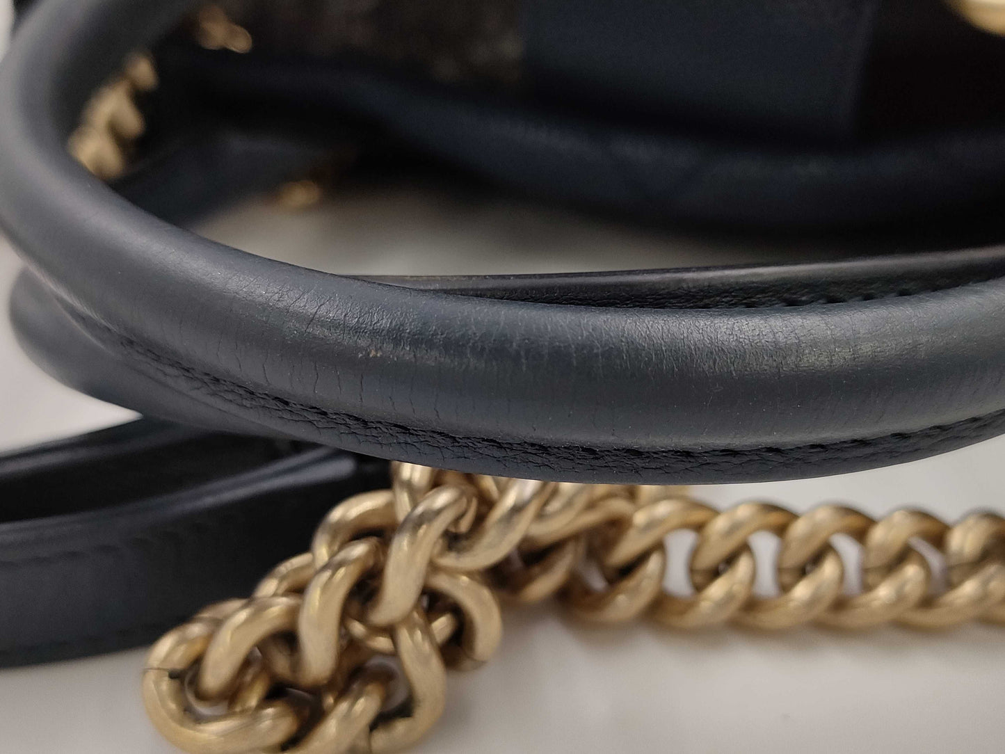 CHANEL Matelasse 2-way Chain Shoulder Bag in Navy Caviar Skin, Size 18