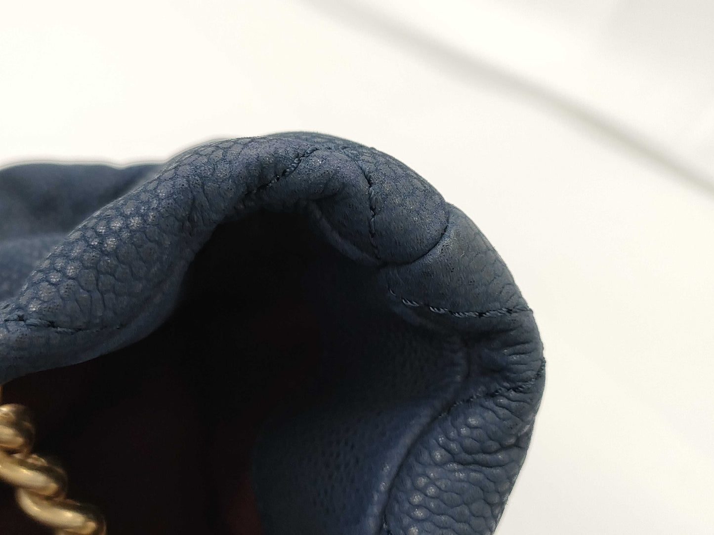 CHANEL Matelasse 2-way Chain Shoulder Bag in Navy Caviar Skin, Size 18