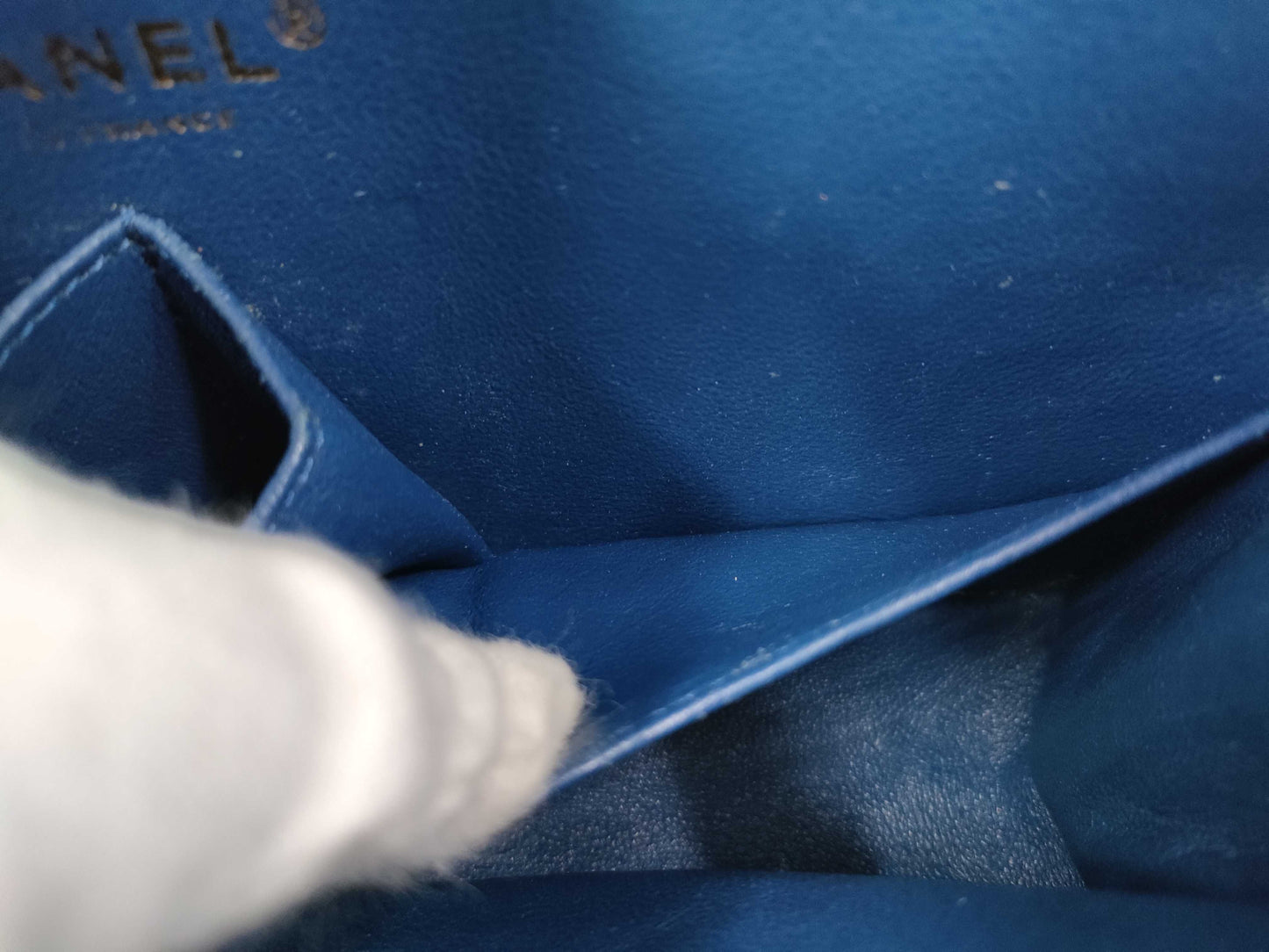 CHANEL 2.55 Double Flap Chain Shoulder Bag, Denim Blue, 24 Series