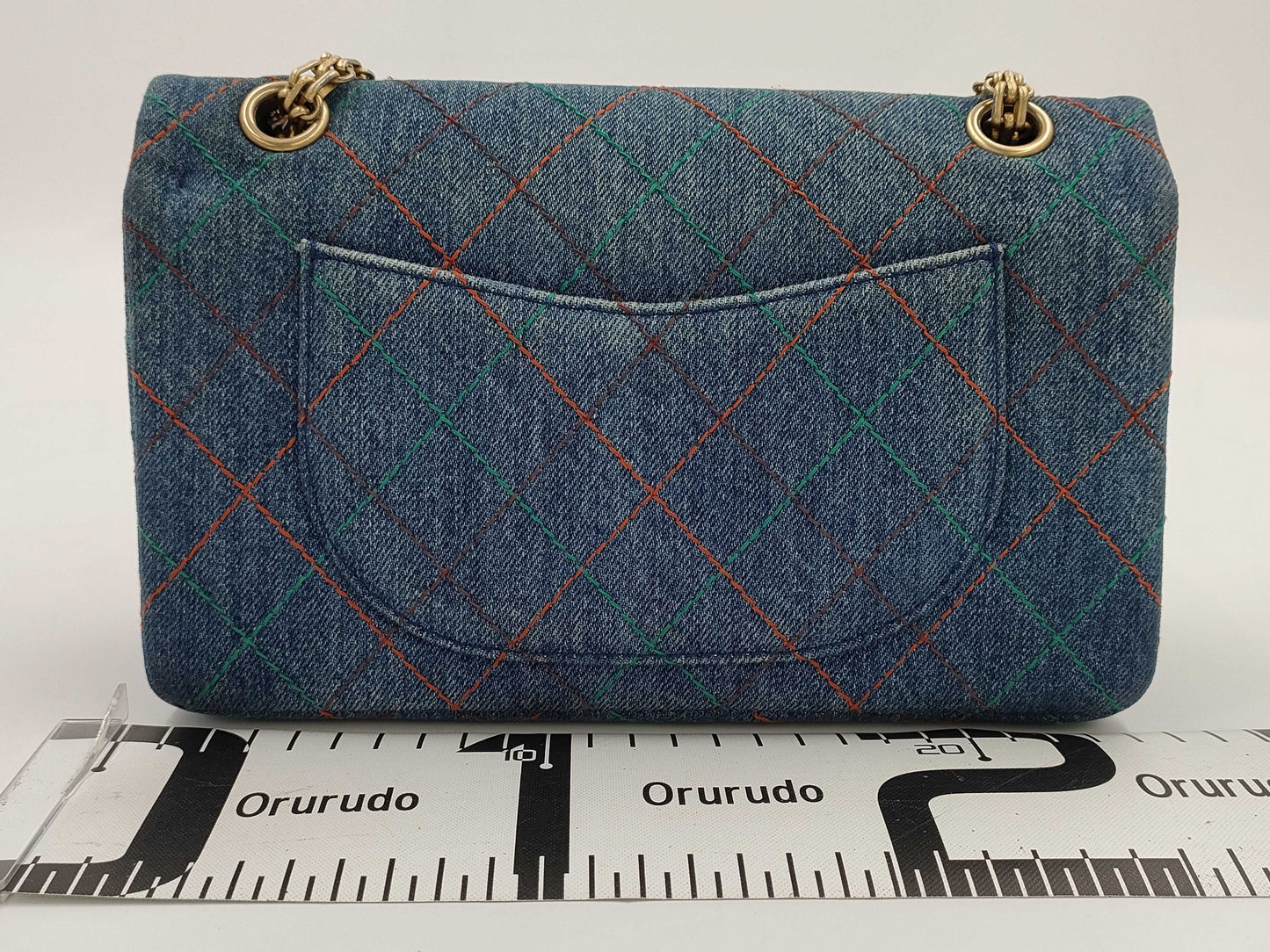 CHANEL 2.55 Double Flap Chain Shoulder Bag, Denim Blue, 24 Series