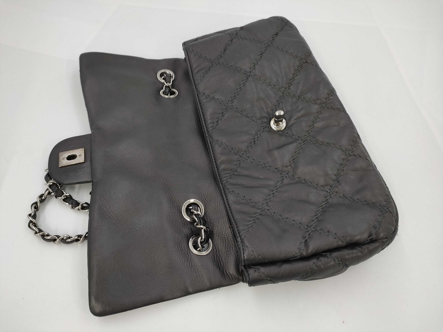 CHANEL CHANEL Chain Shoulder Bag, Gray, Silver Hardware, G Card, Seal, Quilted Shoulder Bag