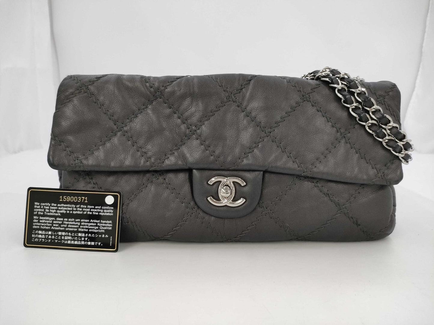 CHANEL CHANEL Chain Shoulder Bag, Gray, Silver Hardware, G Card, Seal, Quilted Shoulder Bag