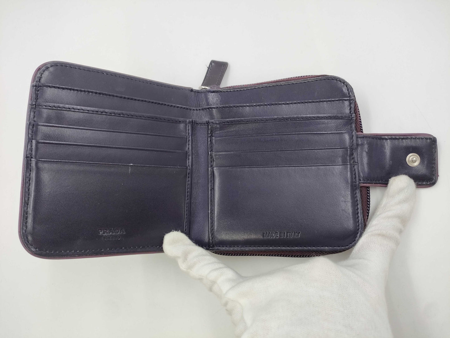 PRADA Prada Leather Compact Wallet Purple 1M0605 Wallet