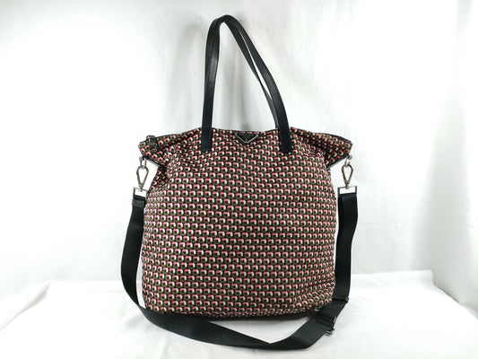 PRADA Nylon Tessuto x Leather 2-Way Tote Bag with Strap
