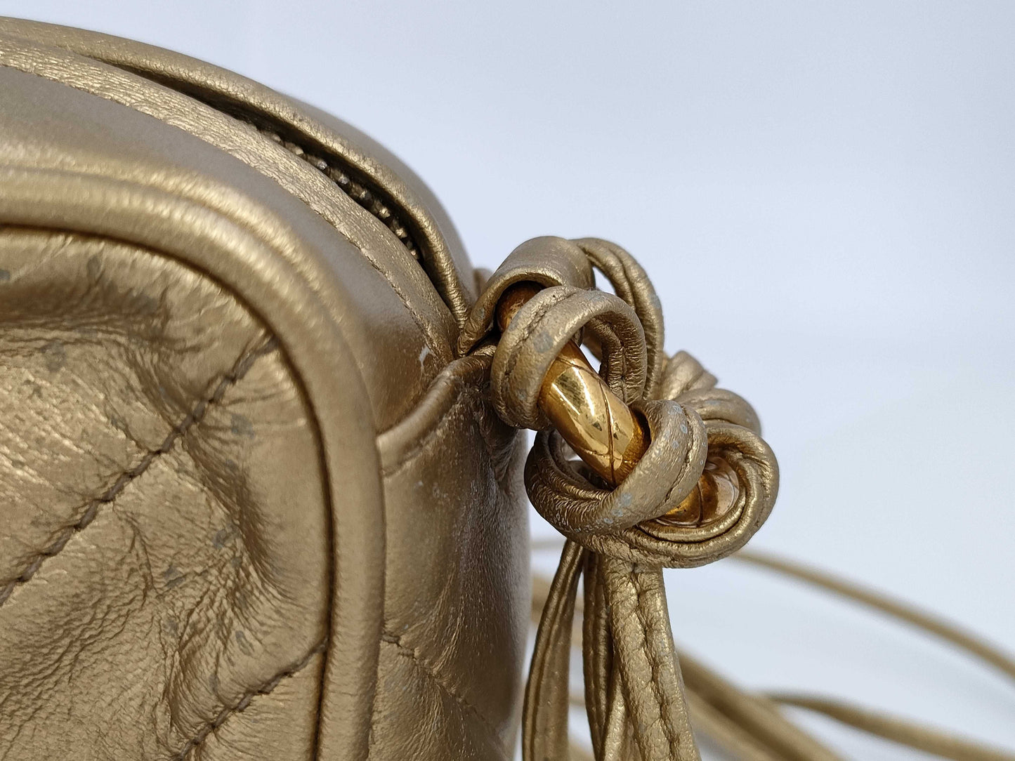 CHANEL Lamb V-Stitch Fringed Shoulder Bag with Seal