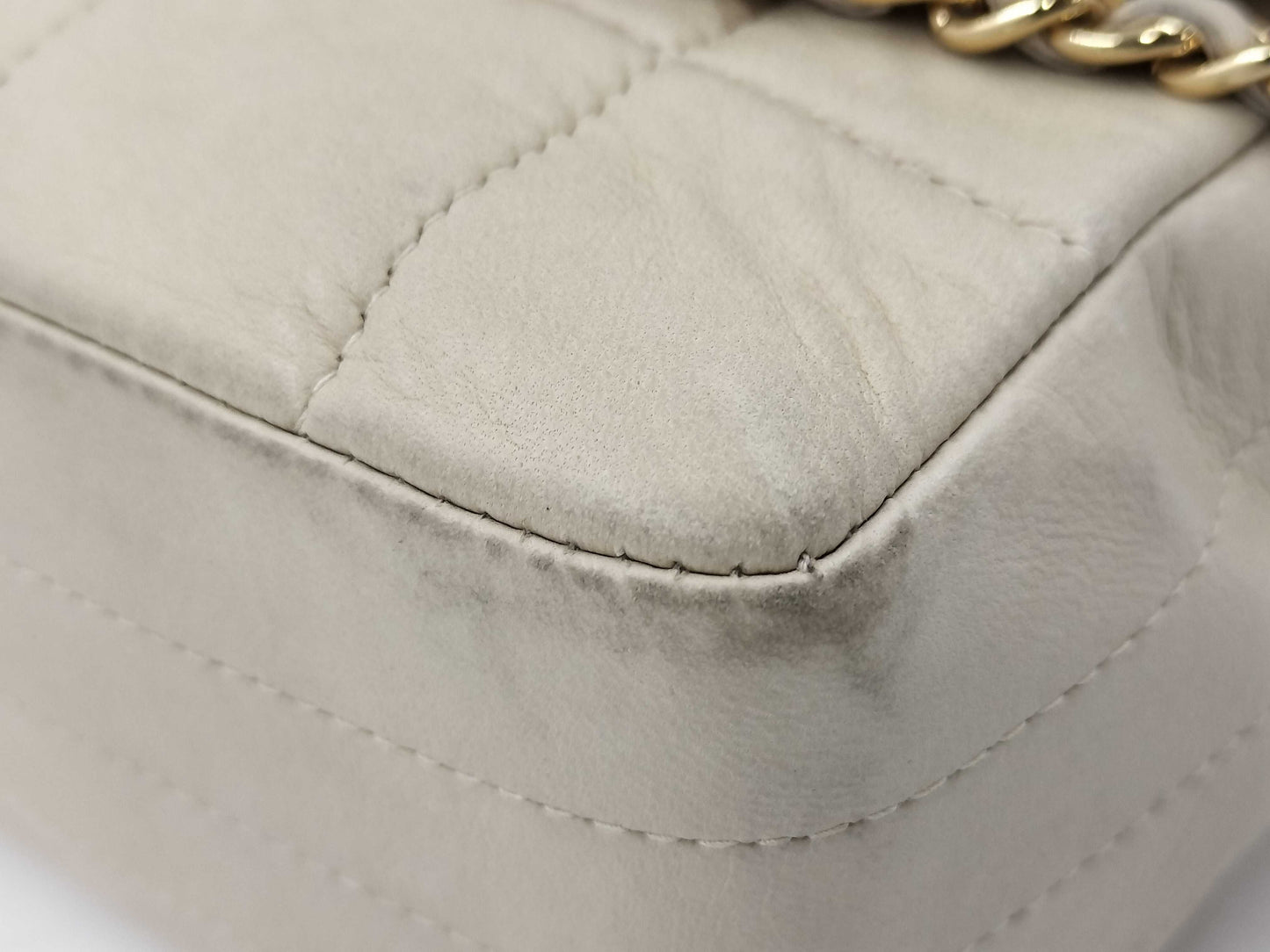 CHANEL Chocolate Bar Icon Charm Rum Chain Shoulder Bag with Sticker Card