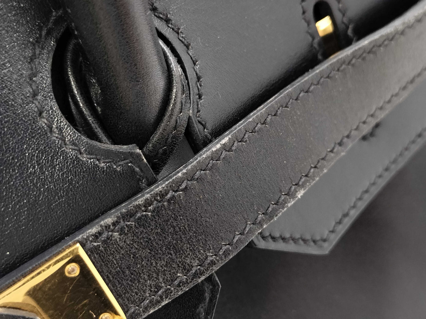 HERMES Birkin 35 □C Calfskin Black Handbag