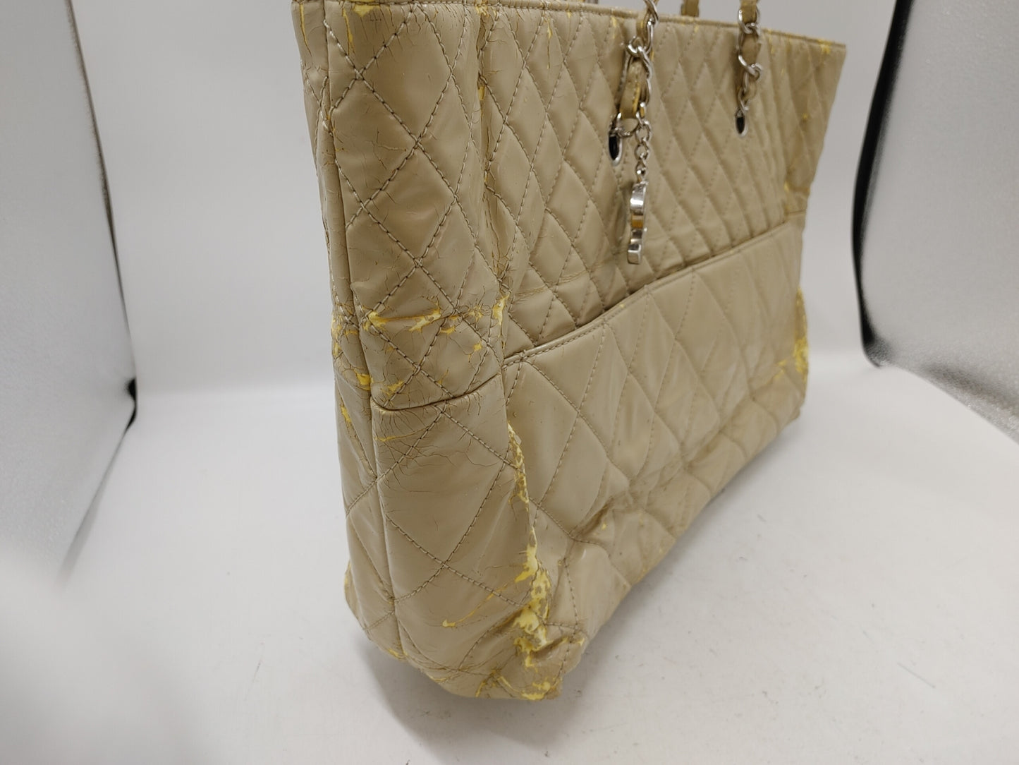 CHANEL Matelasse Chain Shoulder Bag with Seal, 14667717, Coco Charm, Guarantee Card, Dust Bag, Patent Beige Shoulder Bag