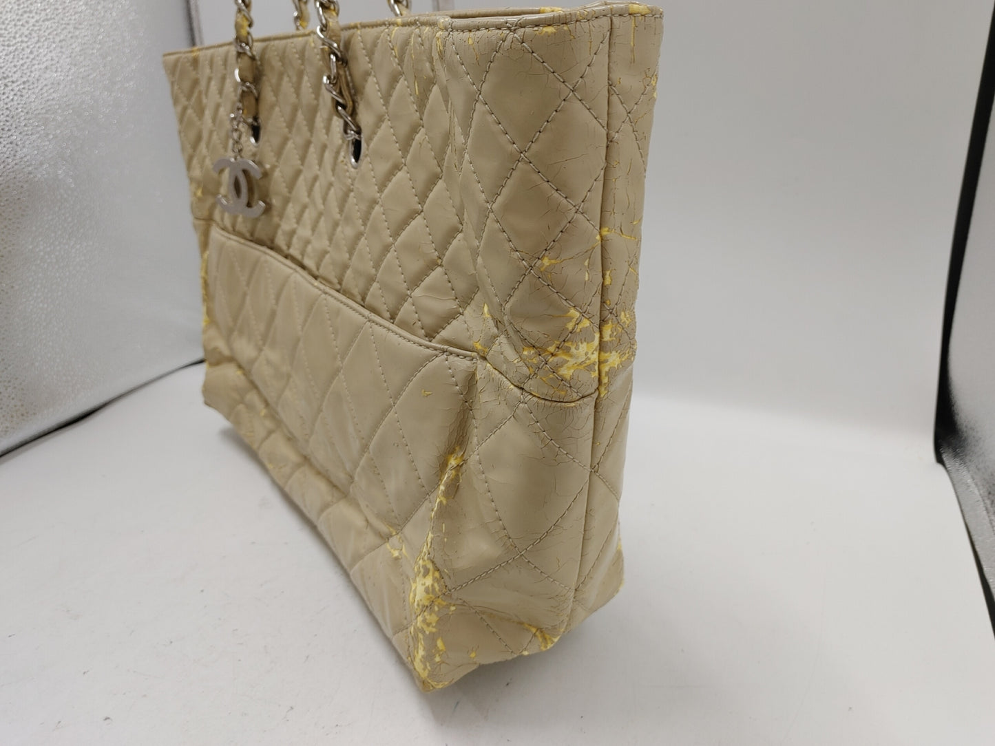 CHANEL Matelasse Chain Shoulder Bag with Seal, 14667717, Coco Charm, Guarantee Card, Dust Bag, Patent Beige Shoulder Bag