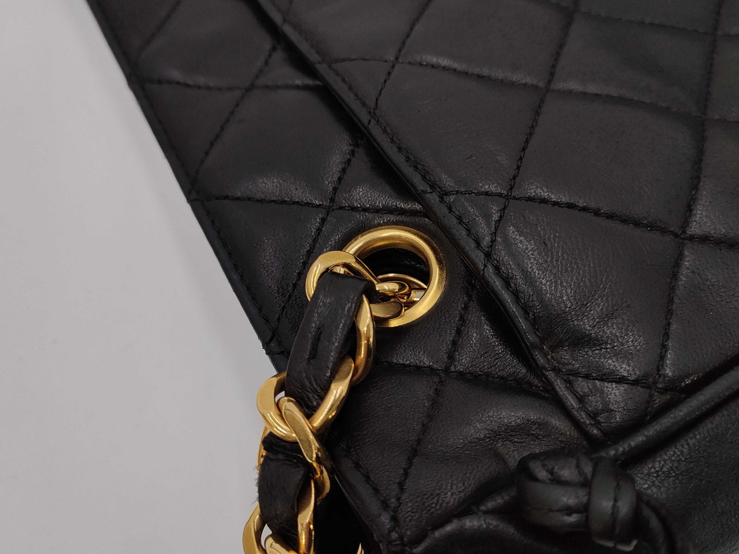 CHANEL Lambskin Matelasse Shoulder Bag with Ball Charm and Chain, Black, G Hardware