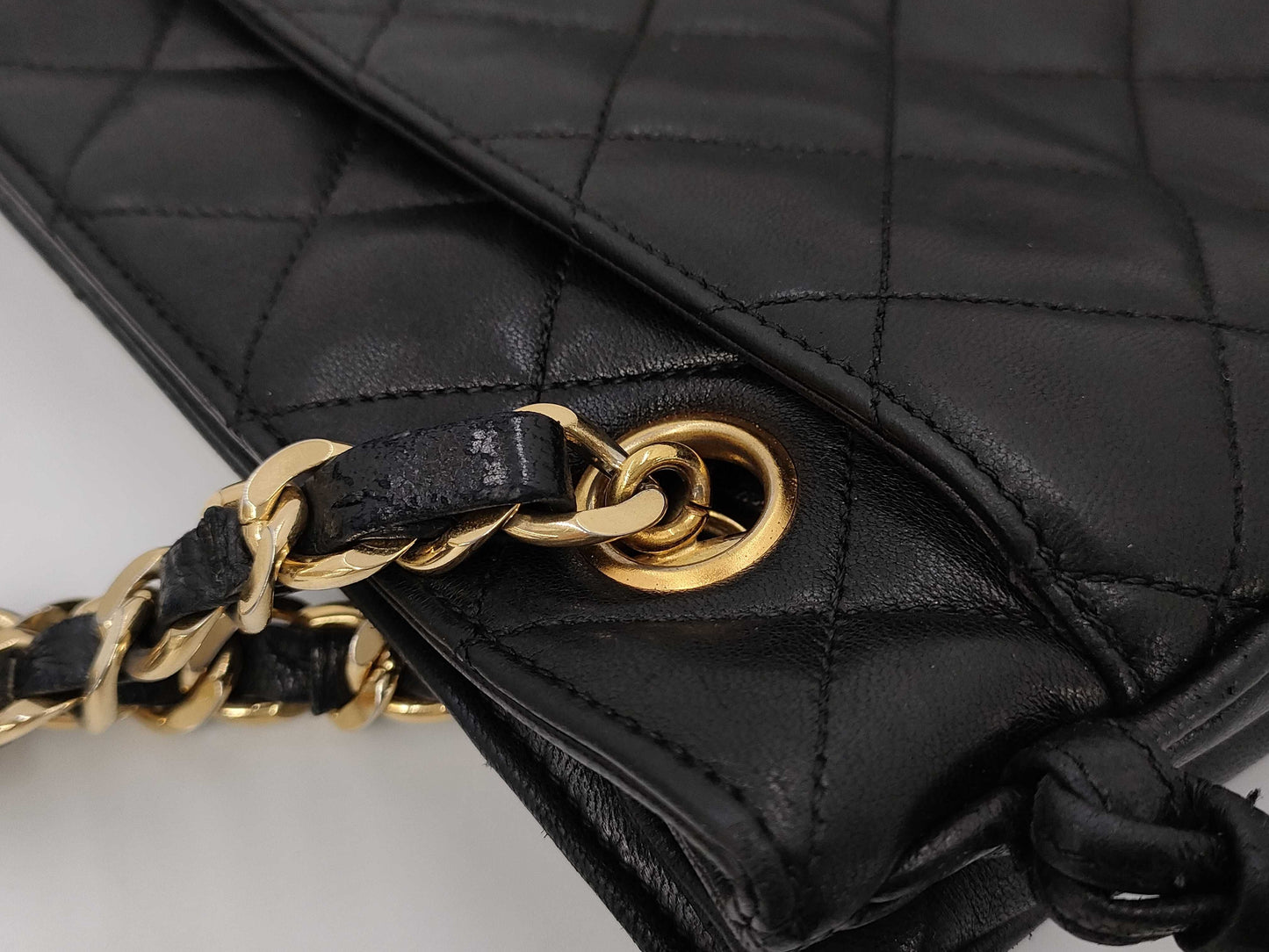 CHANEL Lambskin Matelasse Ball Charm Chain Shoulder Bag Black G Hardware Tote Bag