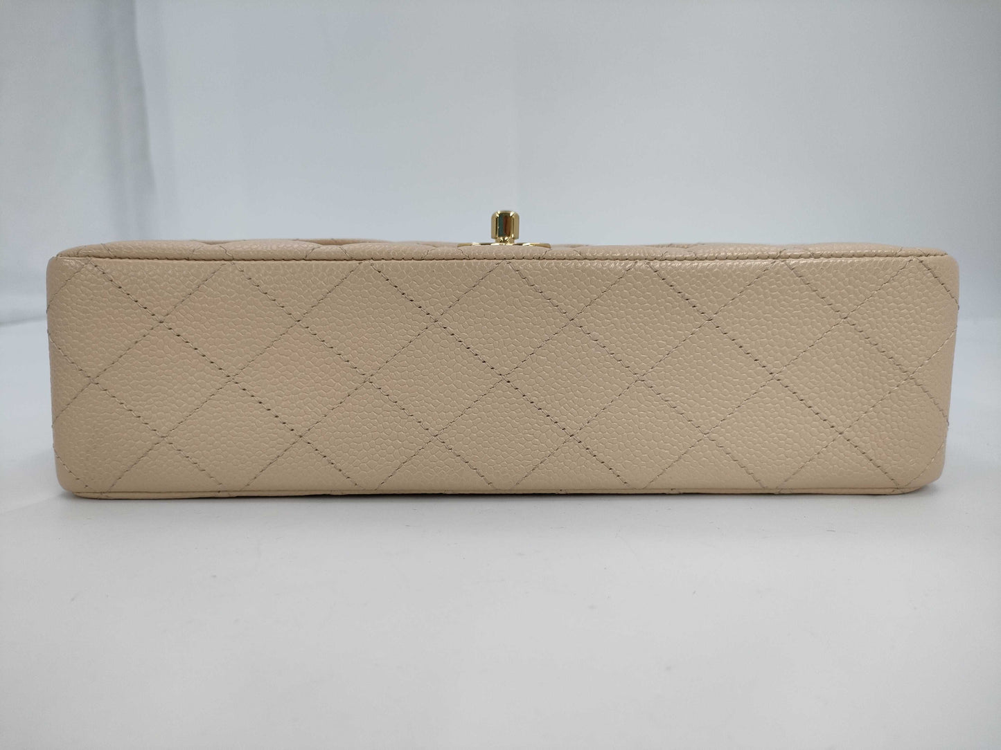CHANEL Shoulder Bag with Double Flap, Caviar Skin, Beige