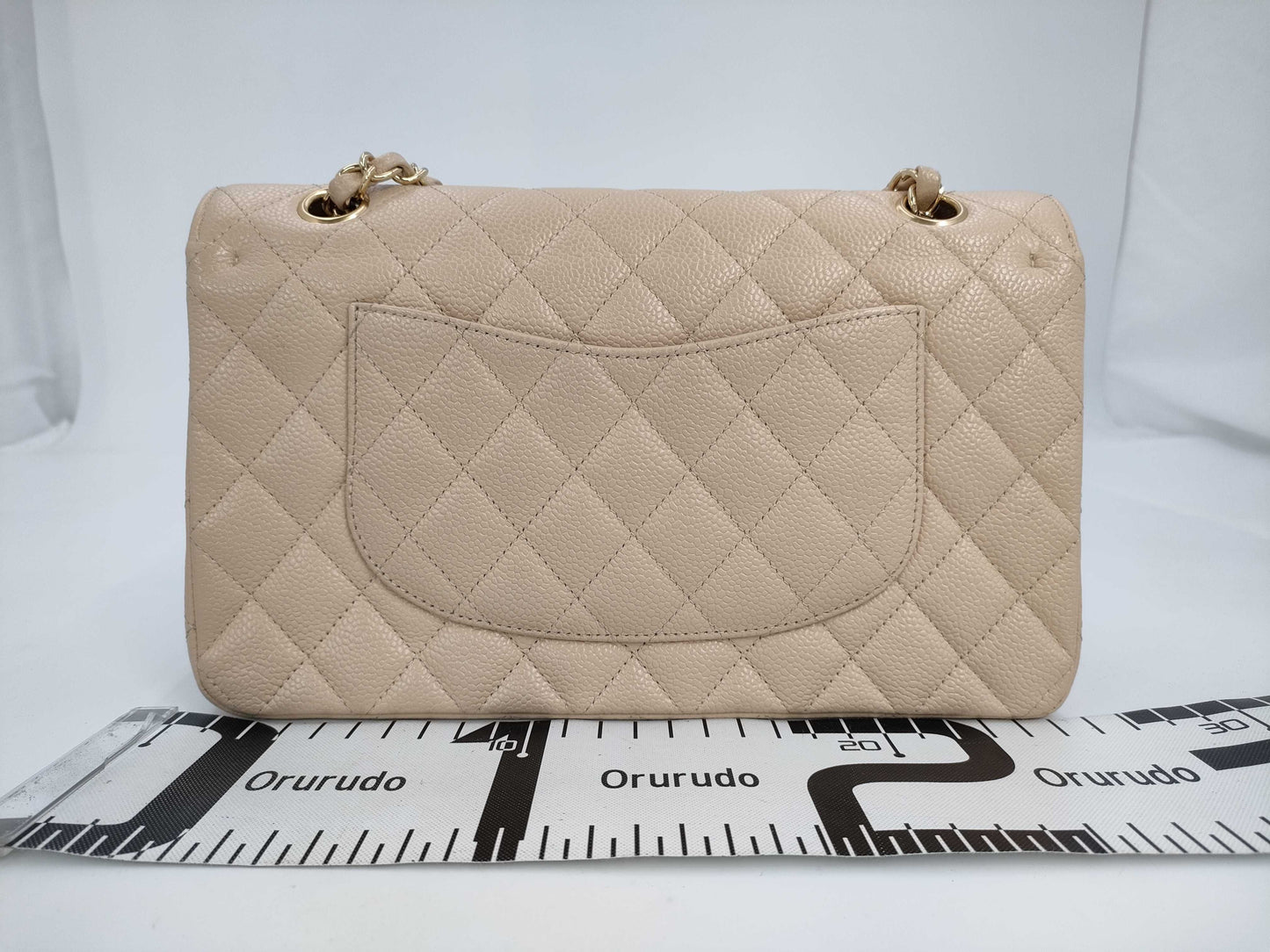 CHANEL Shoulder Bag with Double Flap, Caviar Skin, Beige