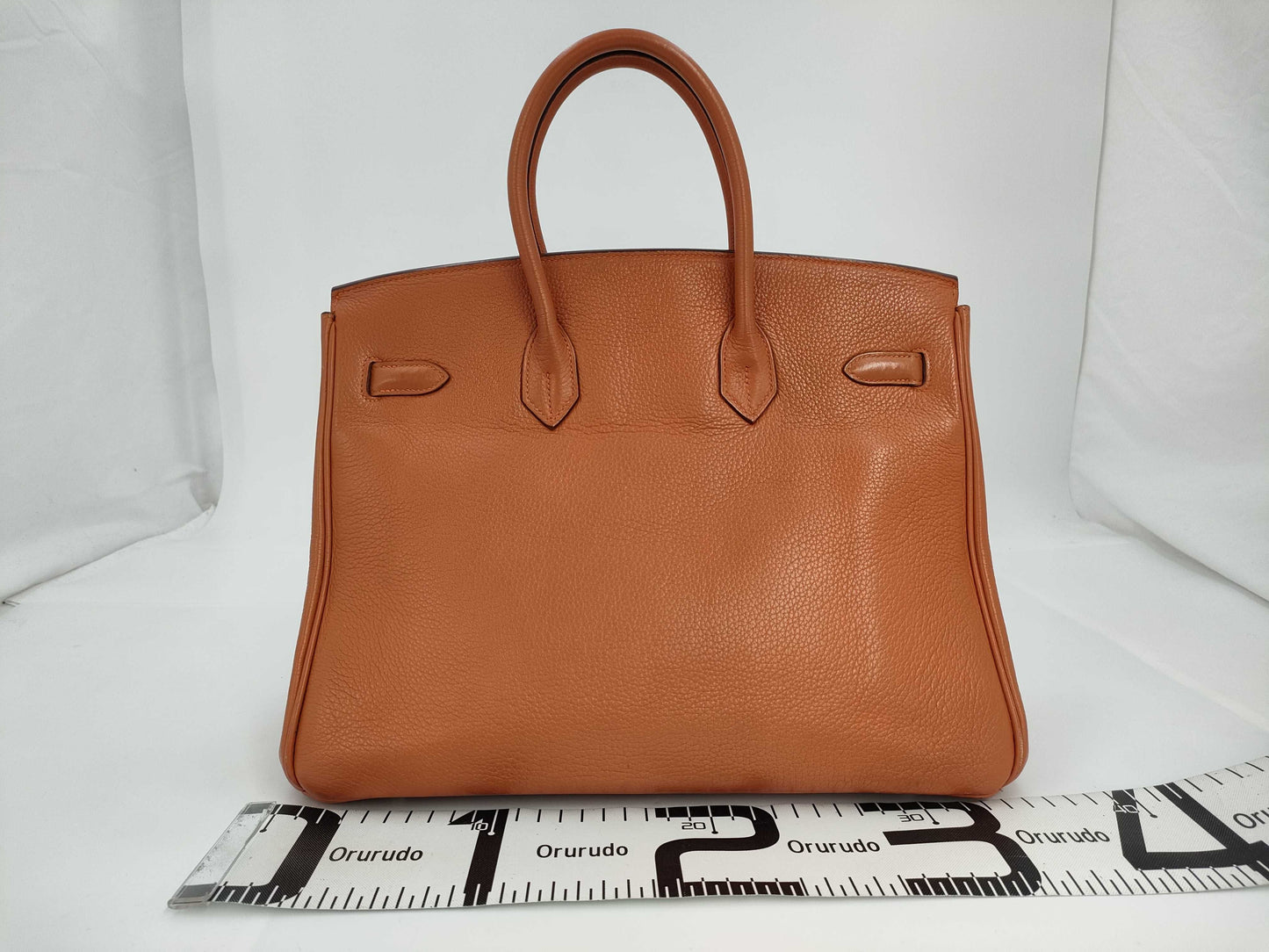 HERMES Birkin 35 Handbag, Orange Togo Leather, Silver Hardware, K Stamp