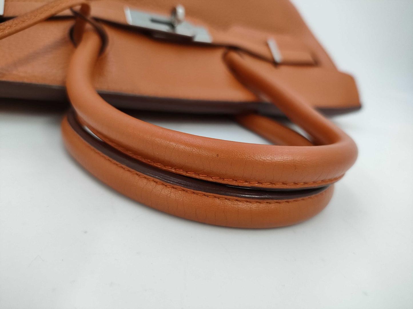 HERMES Birkin 35 Handbag, Orange Togo Leather, Silver Hardware, K Stamp