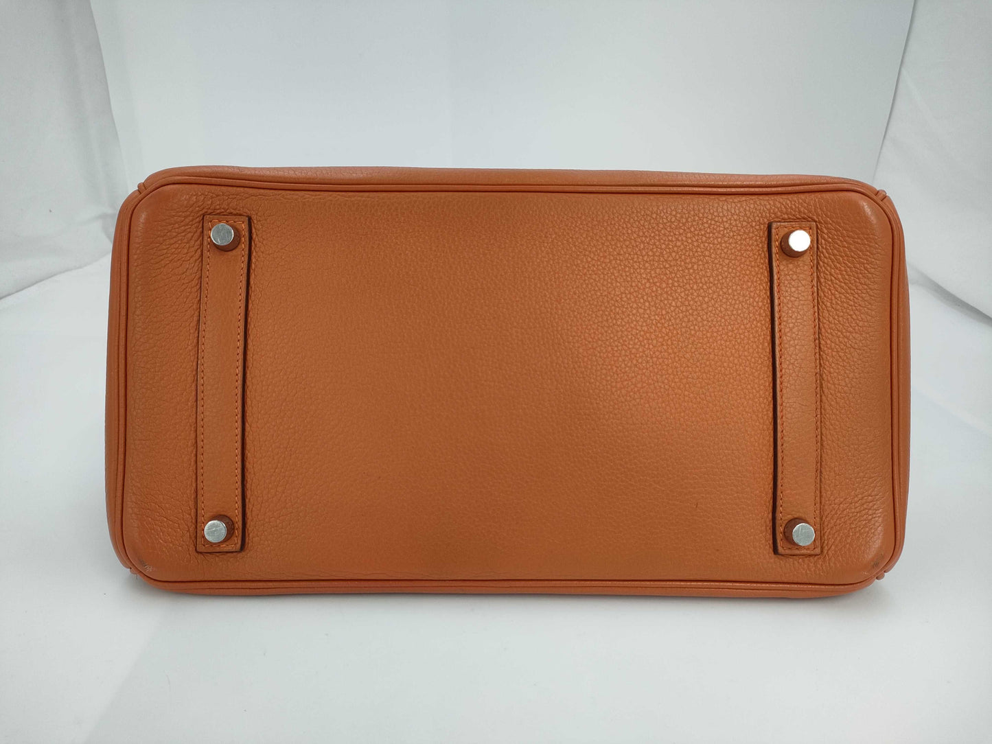 HERMES Birkin 35 Handbag, Orange Togo Leather, Silver Hardware, K Stamp