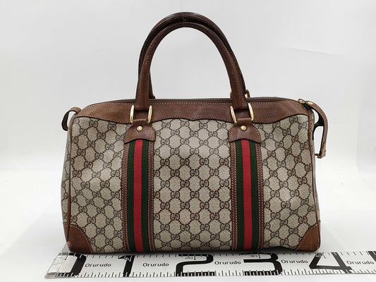 GUCCI GG Supreme Sherry Line Handbag Boston Bag Tote Bag