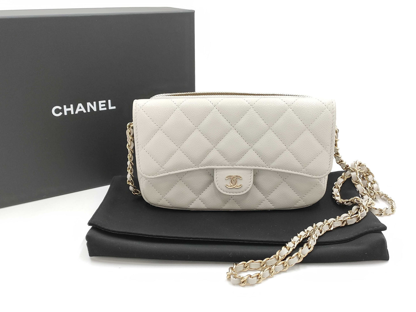 CHANEL AP2096 Matelasse Caviar Leather Chain Wallet with G Hardware Shoulder Bag