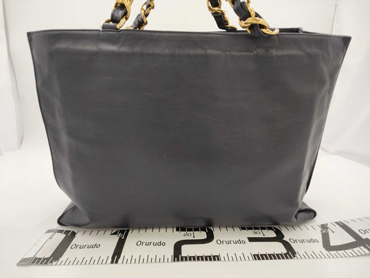 CHANEL Deca Coco Lamb Chain Shoulder Bag, Navy, with Serial Number Seal, No. 2, Tote Bag