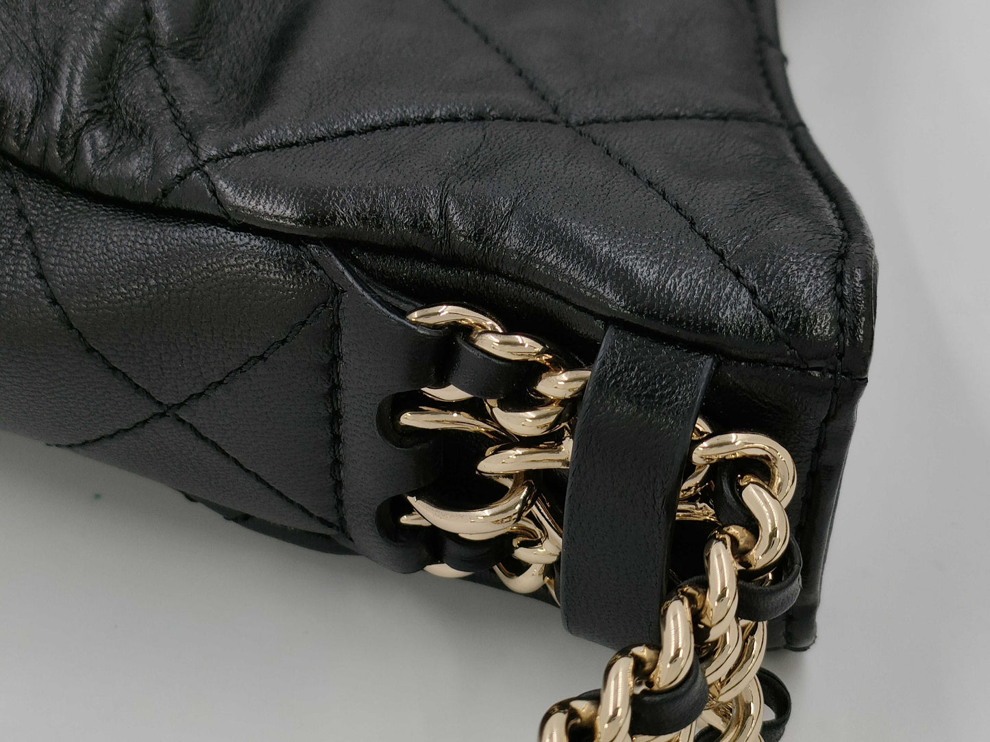 CHANEL Chain Shoulder Bag Hobo Bag Matelasse Lambskin Black Shoulder Bag