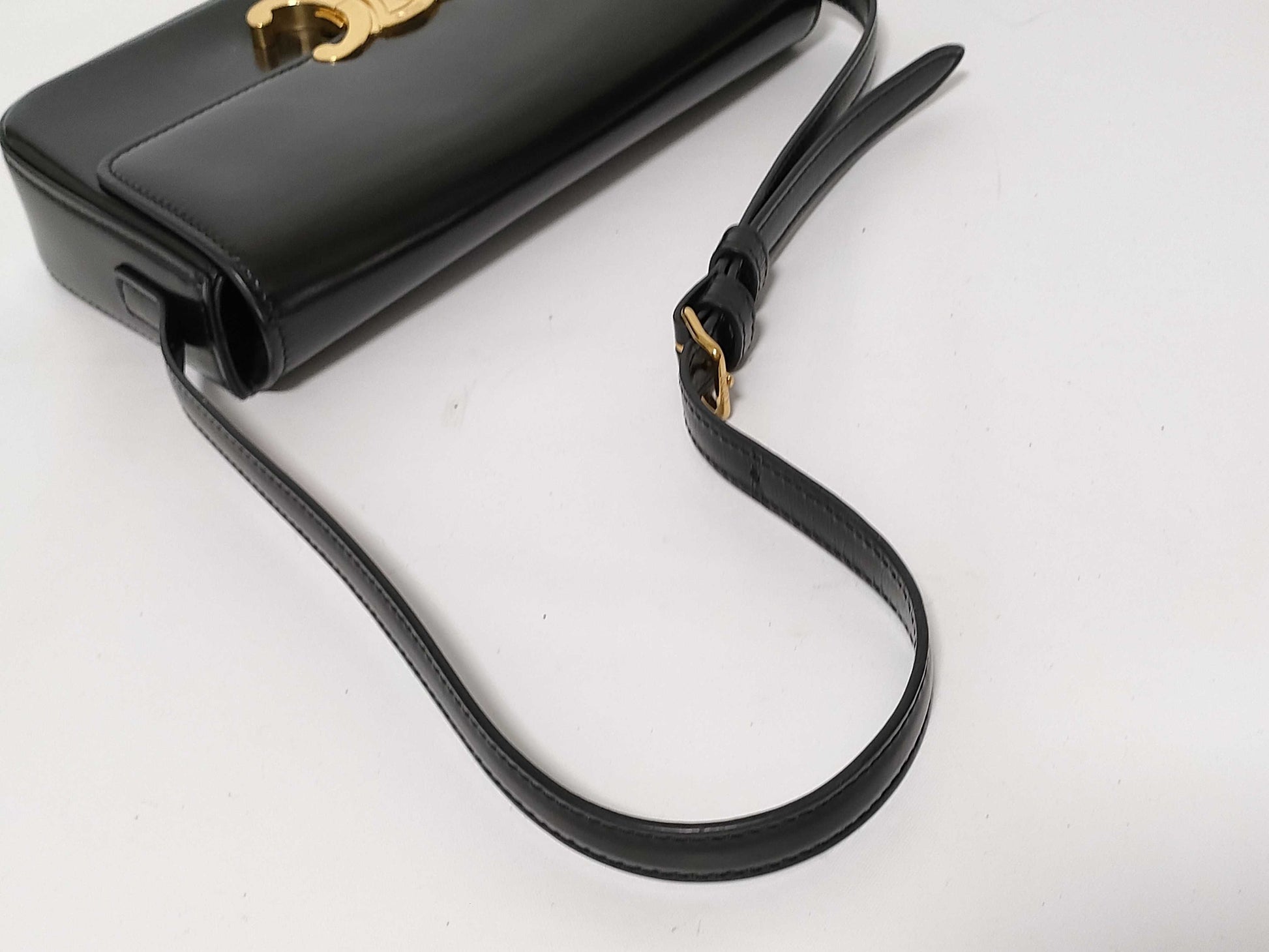 CELINE Triomphe Leather Shoulder Bag