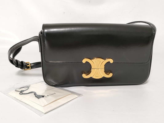 CELINE Triomphe Leather Shoulder Bag