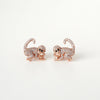 Vivienne Westwood Orb Monkey Rhinestone Earrings in Pink Gold with Box