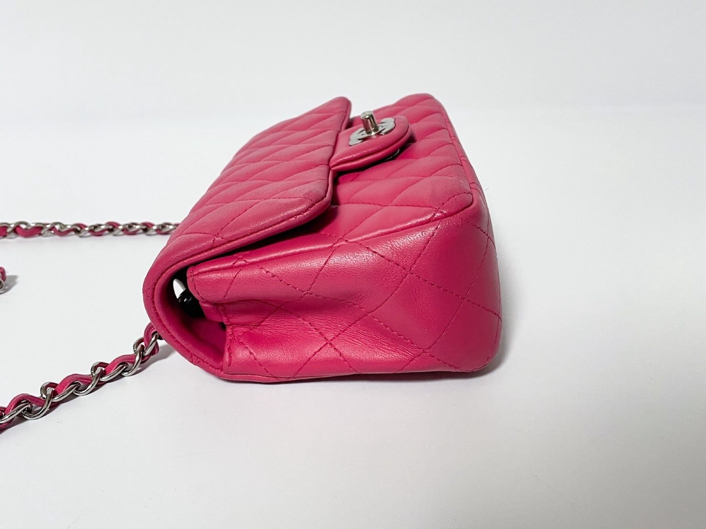 CHANEL Single Flap Mini Matelasse Pink Shoulder Bag with Seal
