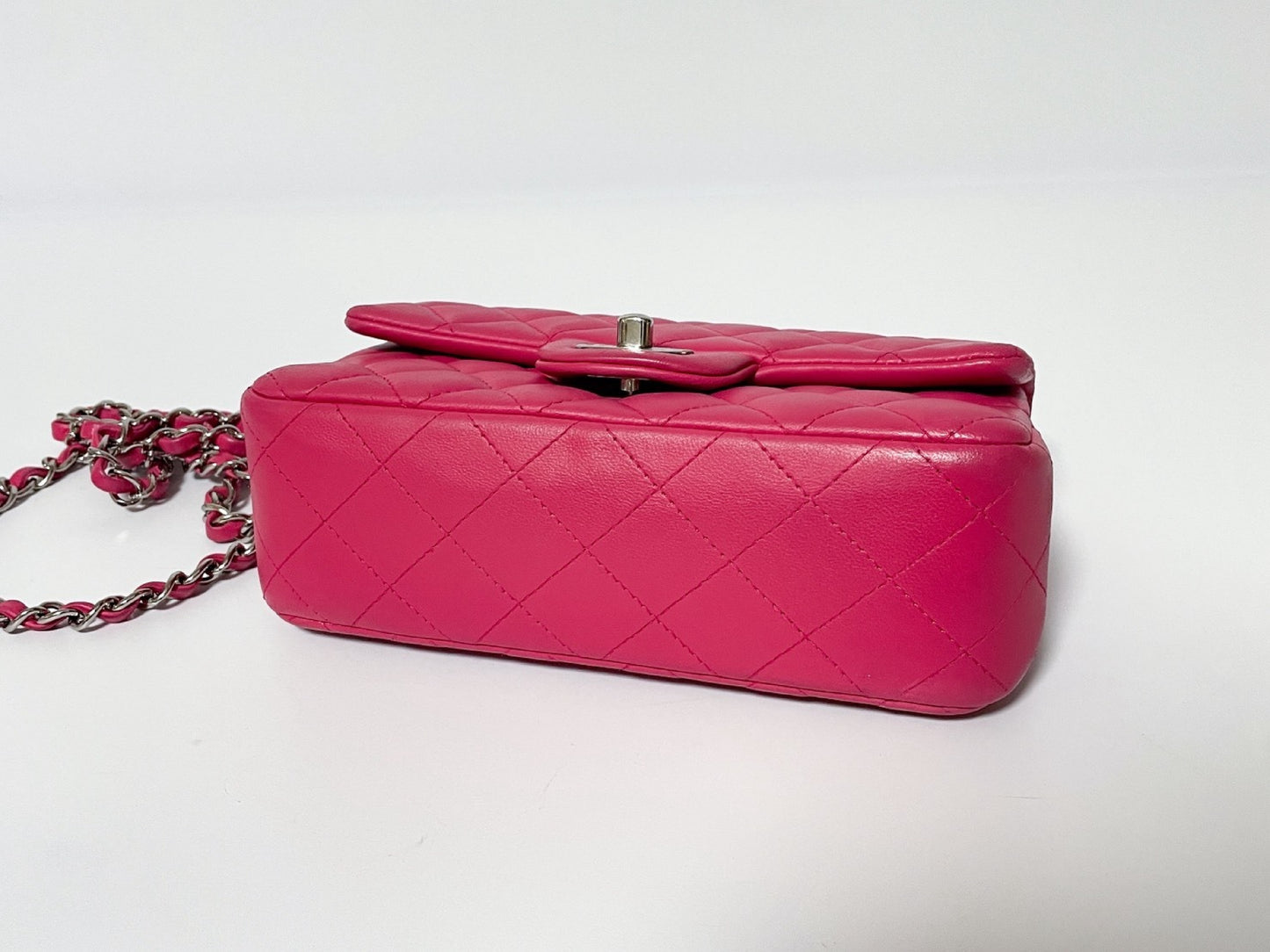 CHANEL Single Flap Mini Matelasse Pink Shoulder Bag with Seal