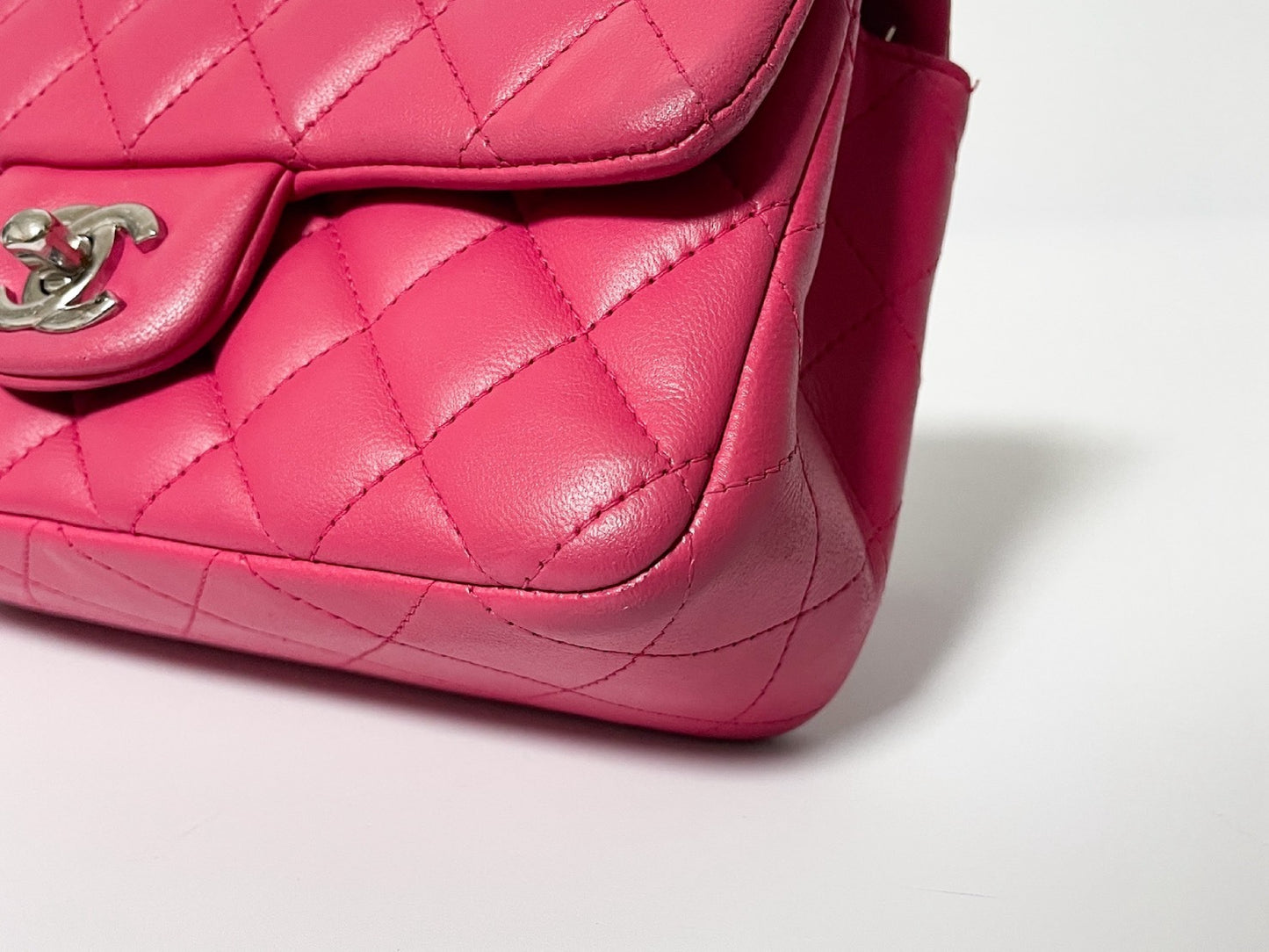 CHANEL Single Flap Mini Matelasse Pink Shoulder Bag with Seal