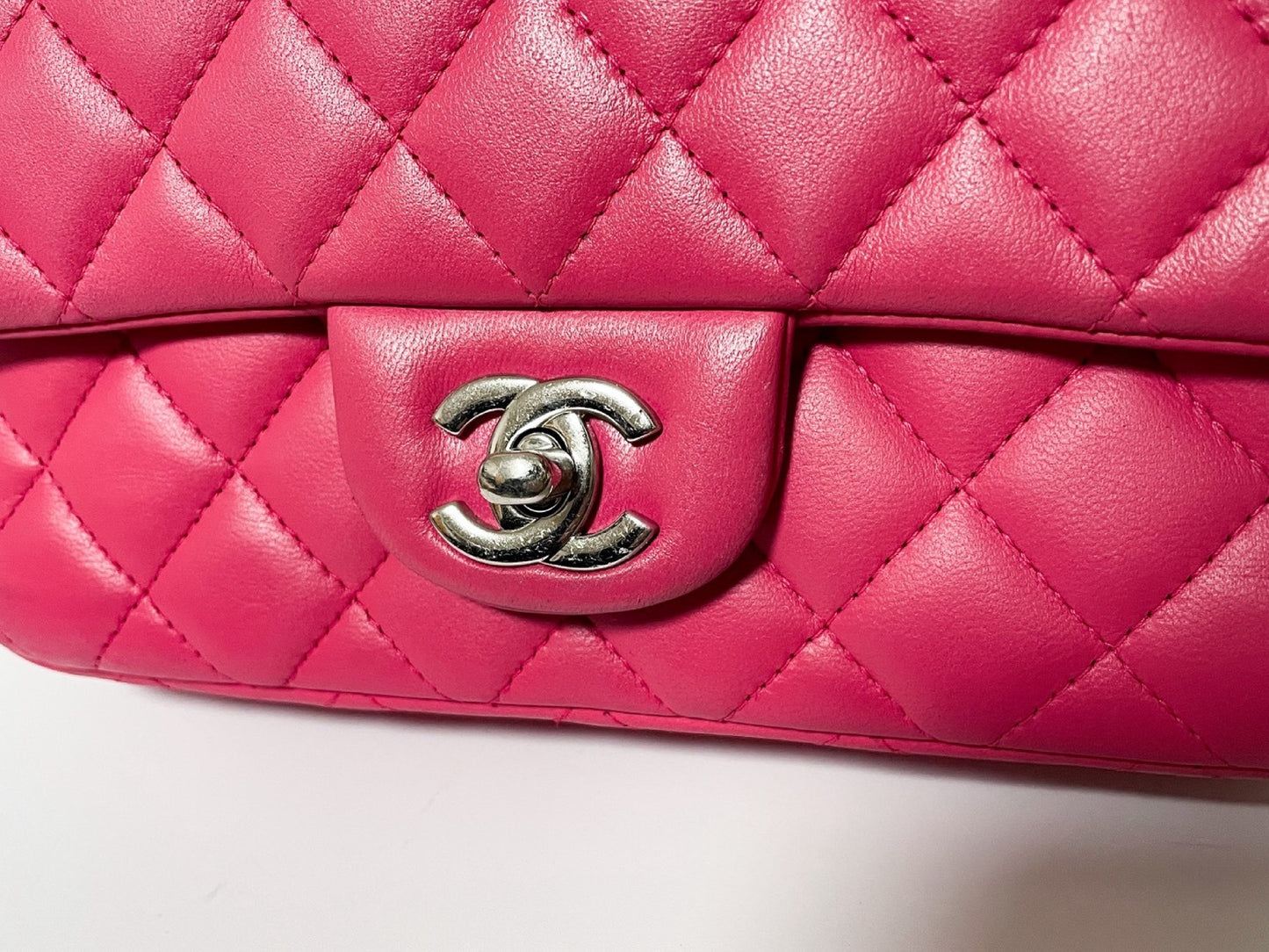 CHANEL Single Flap Mini Matelasse Pink Shoulder Bag with Seal