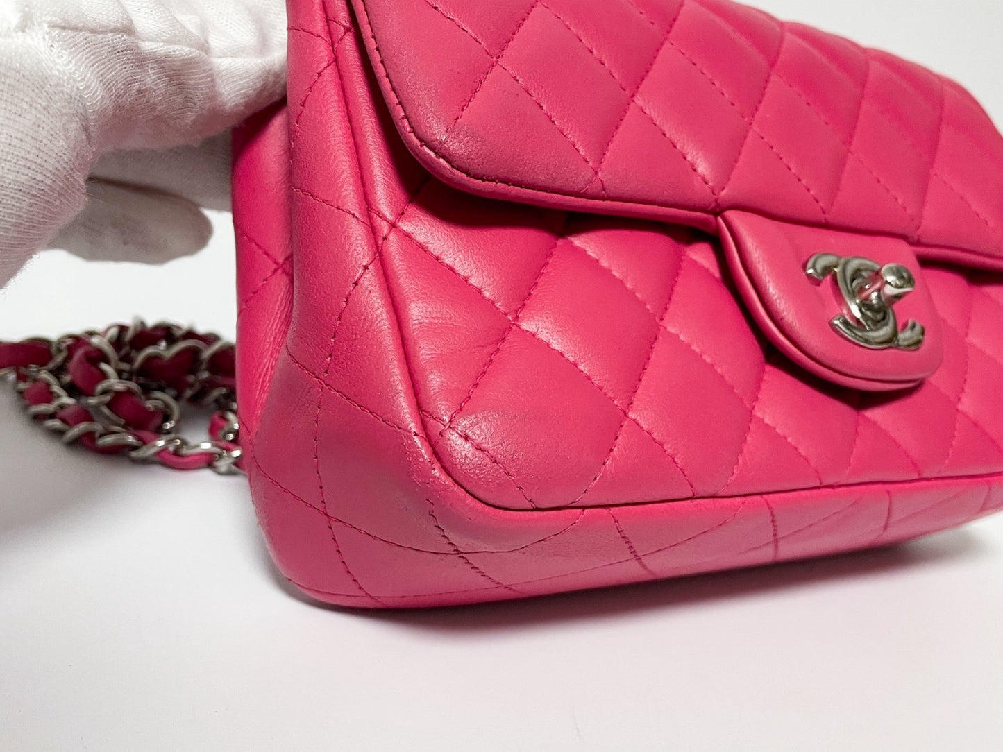 CHANEL Single Flap Mini Matelasse Pink Shoulder Bag with Seal