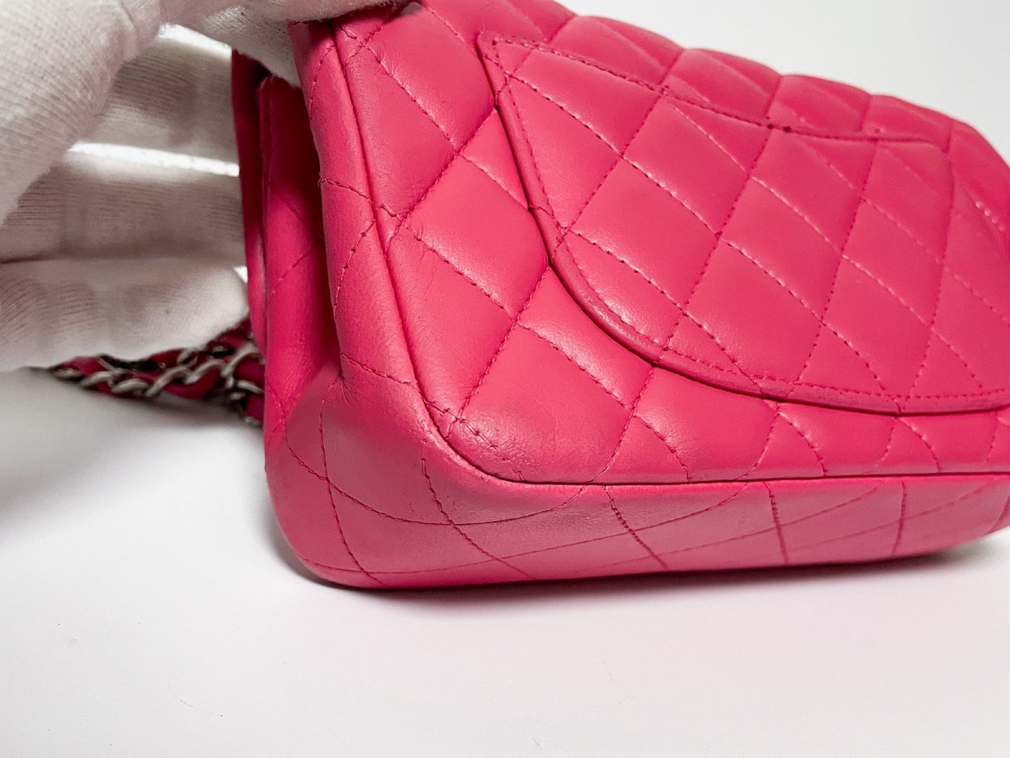 CHANEL Single Flap Mini Matelasse Pink Shoulder Bag with Seal