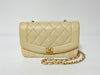 CHANEL Diana Beige Lambskin Matelasse Shoulder Bag with Seal