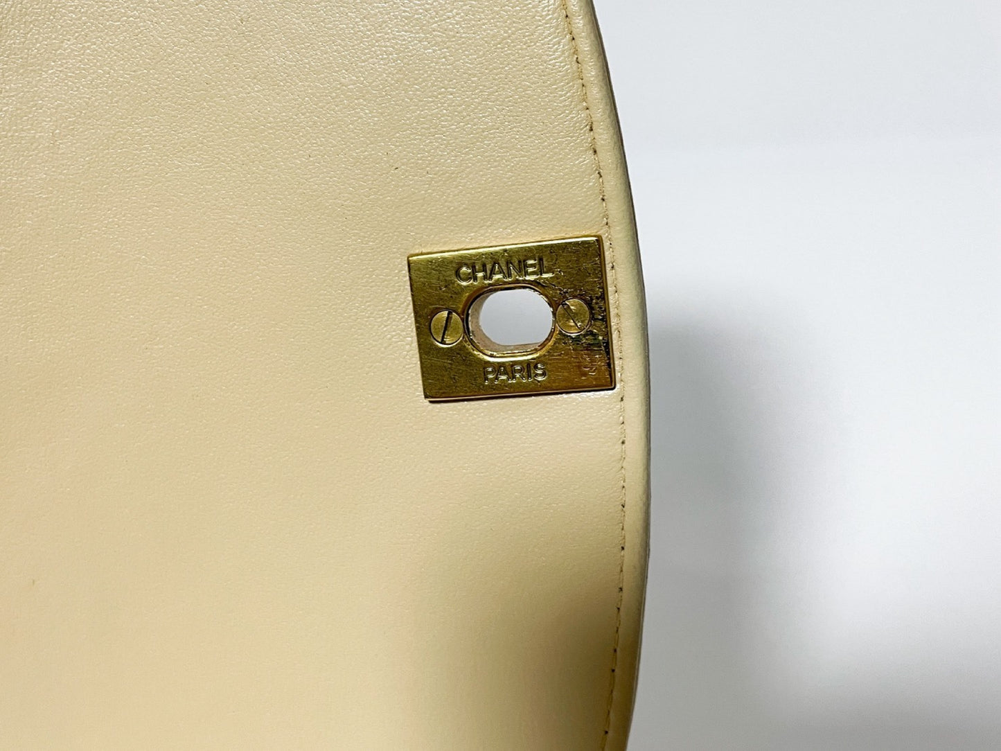 CHANEL Diana Beige Lambskin Matelasse Shoulder Bag with Seal