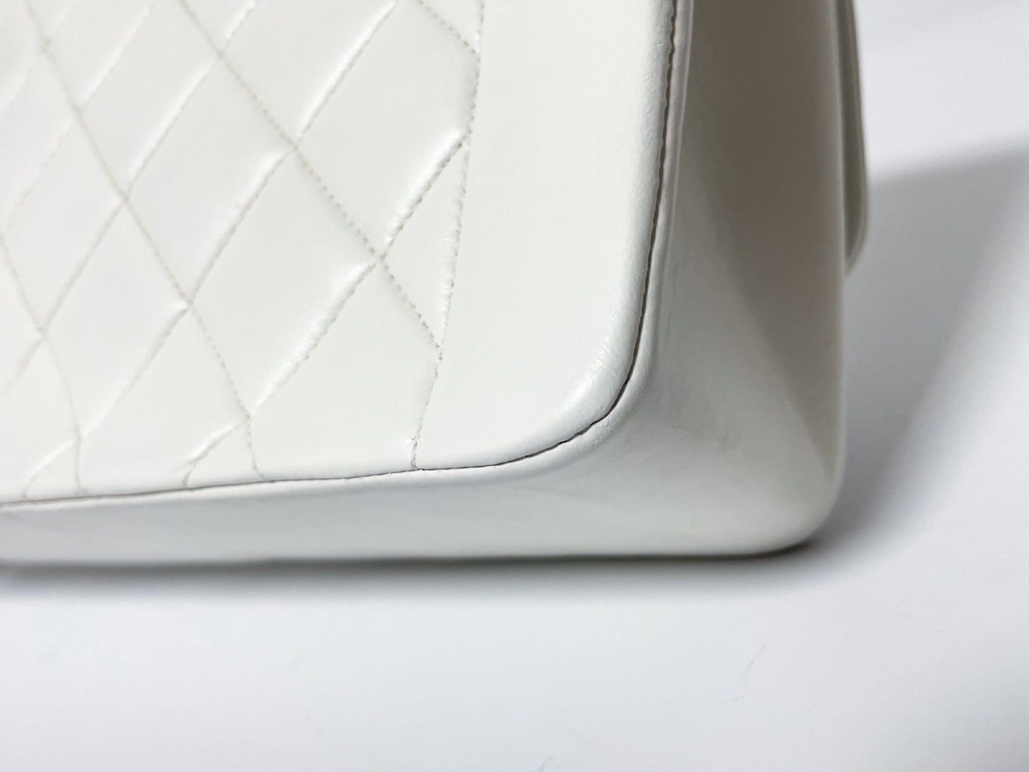 CHANEL Diana Lambskin Matelasse White Shoulder Bag with Seal