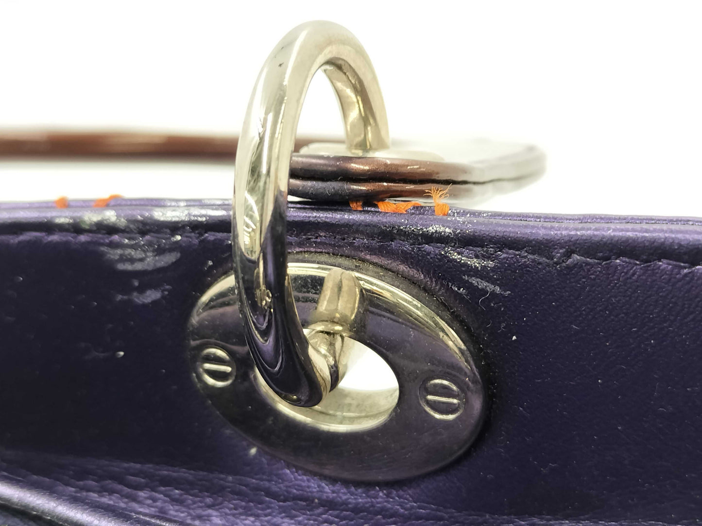 Dior Cannage Leather Lady Dior Handbag Purple Orange Handbag