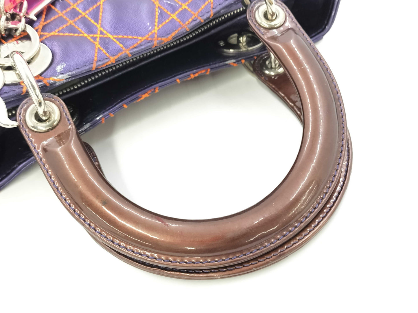 Dior Cannage Leather Lady Dior Handbag Purple Orange Handbag