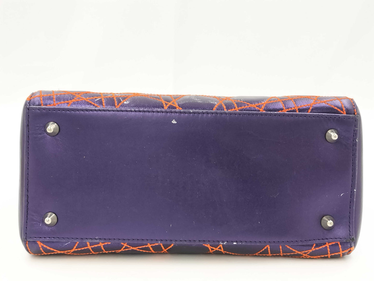 Dior Cannage Leather Lady Dior Handbag Purple Orange Handbag