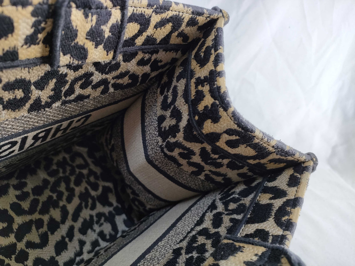 Dior Christian Dior Book Tote Leopard Print Tote Bag